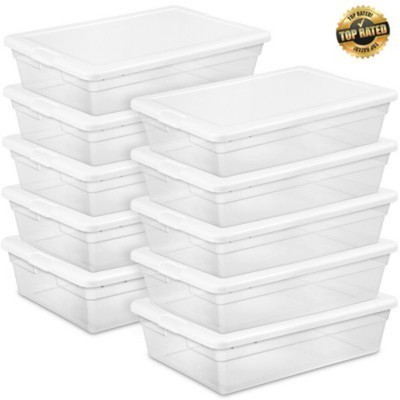 Sterilite Stackable Clear Plastic Storage Tote Container