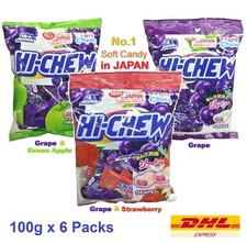 6 x Hi-Chew Chewy Soft Candy Morinaga Grape Green Apple Strawberry Flavor 100 g