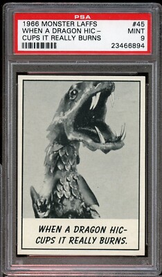 1966 Monster Laffs #45 When a Dragon Hiccups it Really Burns PSA 9