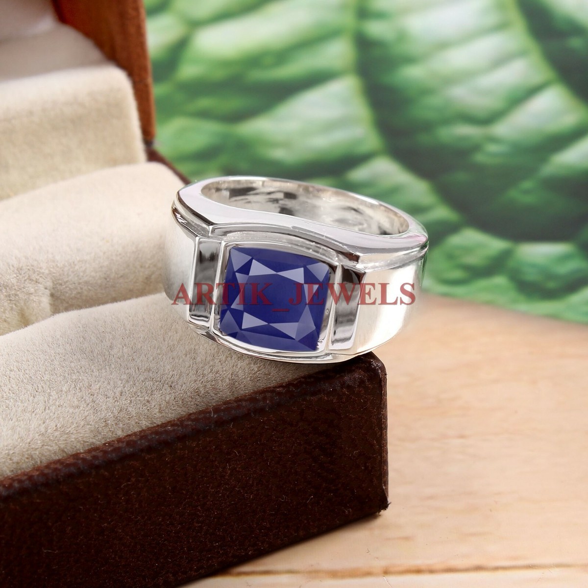 Heated Blue Sapphire Gemstone with 925 Sterling Silver Ring