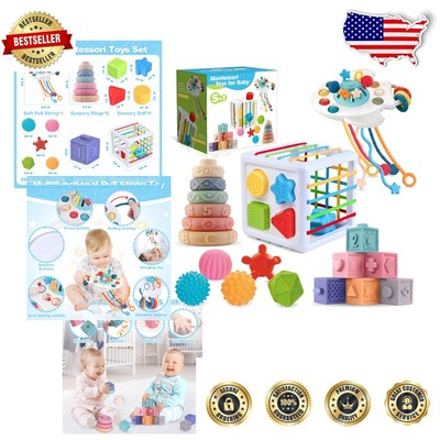Soft 5-in-1 Sensory & Stacking Toy Set for Infants - Ideal Gift for 12-18