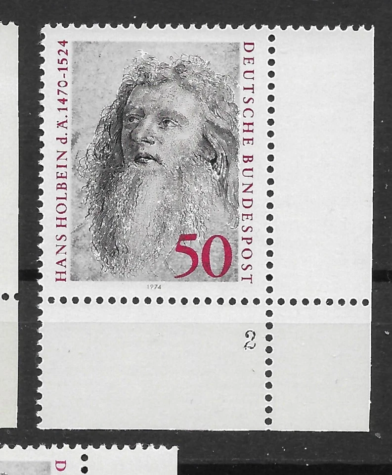 Bund 1974 ** 3x Mi 813 Holbein vom Eckrand Ecke Formnummer 1-3 Fn1-3 02030C - Bild 4 von 4