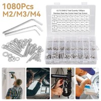 Schrauben Muttern Set 1080 StüCk M2 M3 M4 Sechskant Maschinenschrauben Sortiment
