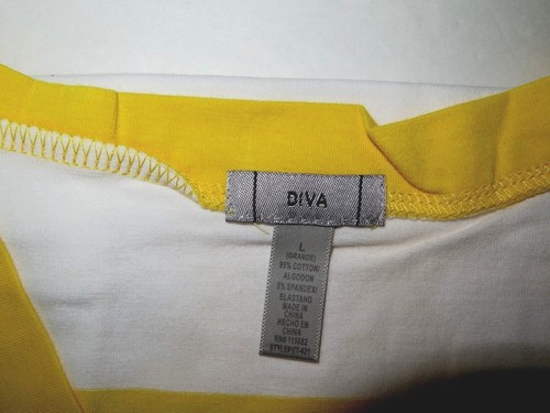 NUEVO EN CAJA Hermosa Camiseta DIVA Junior Niña Amarillo a Rayas Cuello en V Talla L - Imagen 4 de 8