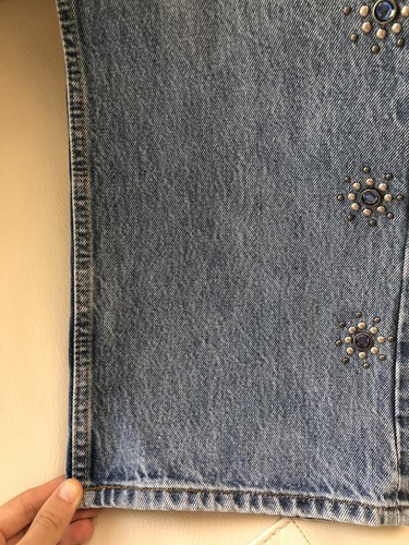 RE/DONE 70s Loose Flare Leg Jeans in Studded Indigo Size 30 (8-10) - Picture 6 of 8