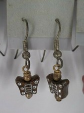 BROWN DANGLE BUTTERFLY EARRINGS FISHHOOK PAINTED YOUTH TWEEN FASHION JEWELRY