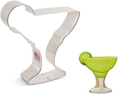 Margarita Glass Metal Cookie Cutter 4.25 Inch- by Ann Clark - US Tin Plated Stee