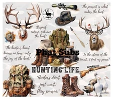 20oz Sublimation Tumbler Wrap Hunting Life Ready To Press Heat Transfer