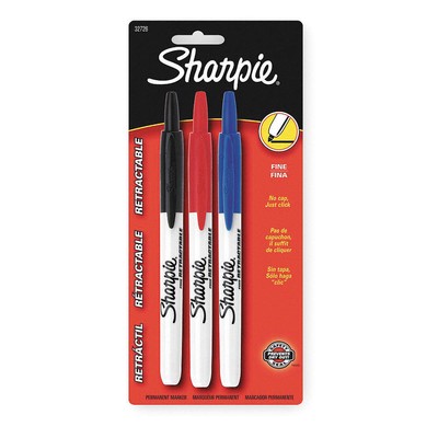 SHARPIE 32726PP Permanent Marker Set,Assorted,PK3 4AZN2
