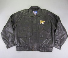 Vintage Pittsburgh Steelers Jacket Mens XXL BLack Pro Player Leather Full Zip 