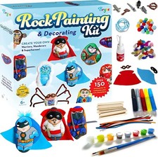 Bryte Rock Painting Kit for Kids 6 With Ninja, Warrior and Superhero Toy Access
