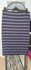 M S Blue/ black stripey skirt size uk 12