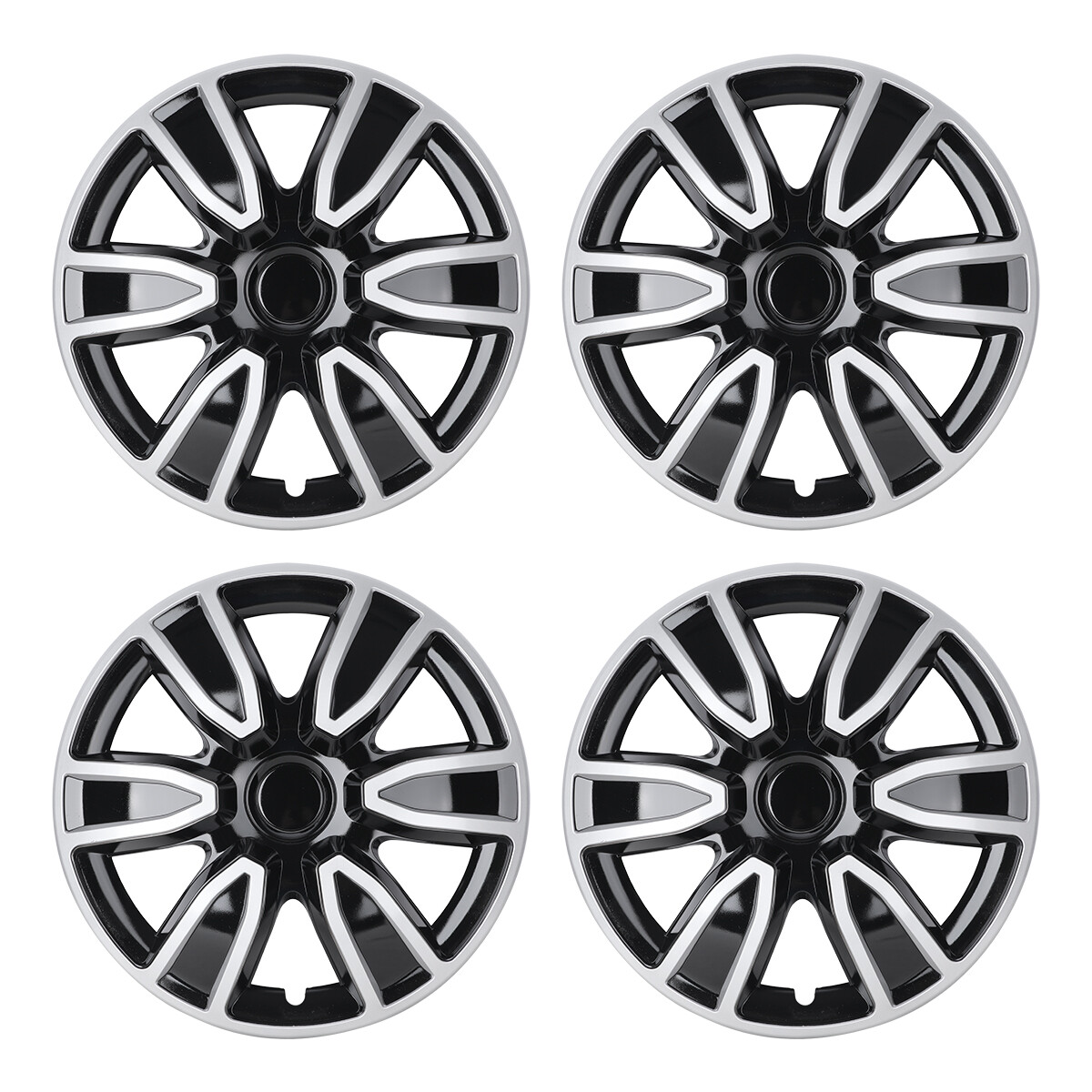 15 Inch Wheel Covers Trim Ring R15 Snap On Hubcaps Silver&Black Lacquer Hub Caps