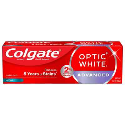 2x Colgate Optic White Advanced Hydrogen Peroxide Whitening Toothpaste Icy Fresh
