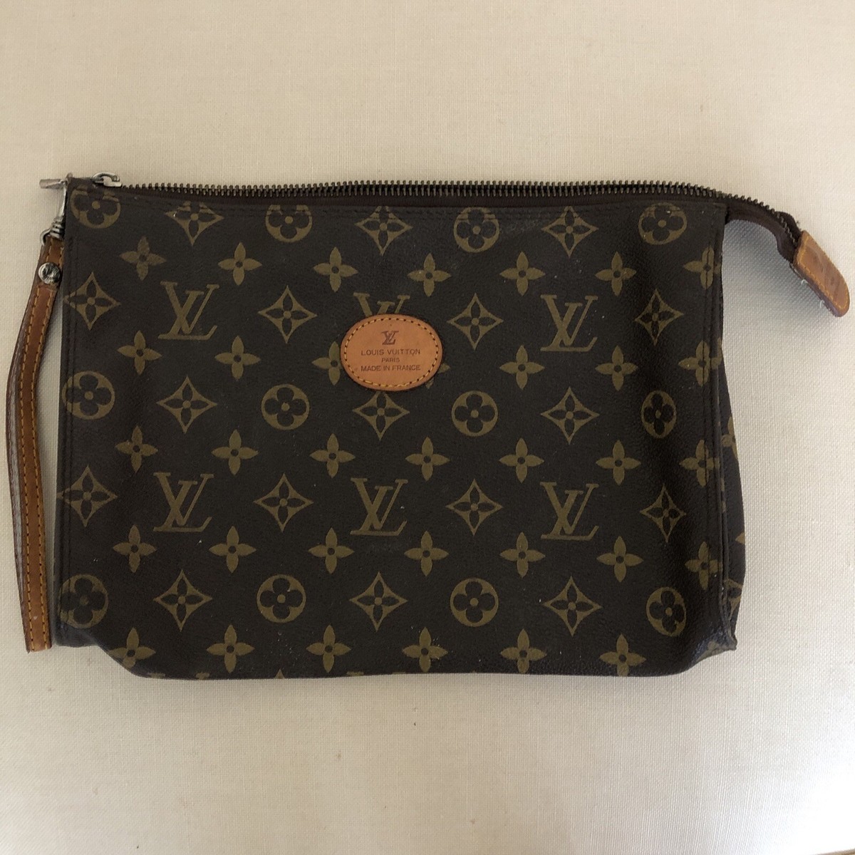 Vintage Louis Vuitton Wallet Pochette Wristlet Clutch Mono Brown