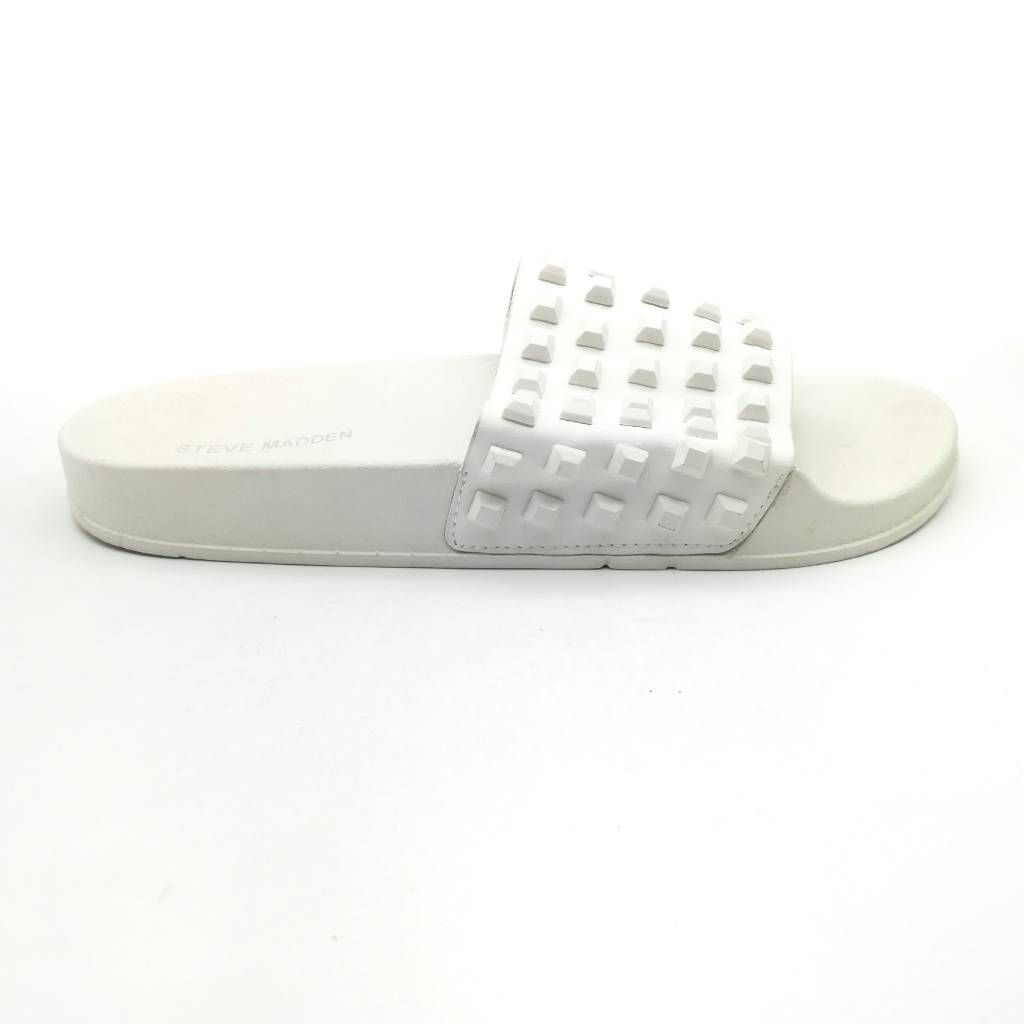 Steve Madden Womens Spa Studded Slides Sandals Ivory Open Toe Low Heel 8 M  New | eBay