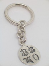 925 Silver Lucky Keychain with Clover, Thirteen, Ivy and Iron