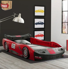 Race Car Twin Size Bed Frame Toddler Kid Boy Girl Bedroom Cama Para Ni o Red