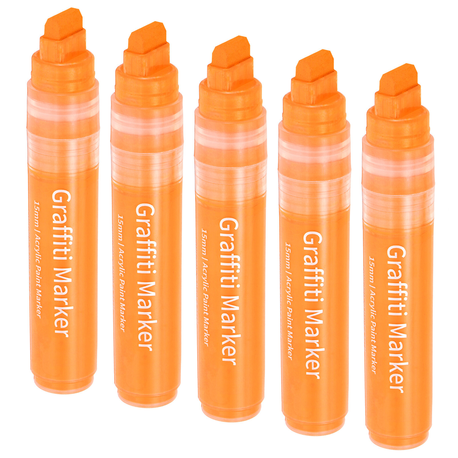 5 Pcs Graffiti Markers, 15mm Orange Poster Marker Thick Acrylic Paint Pen