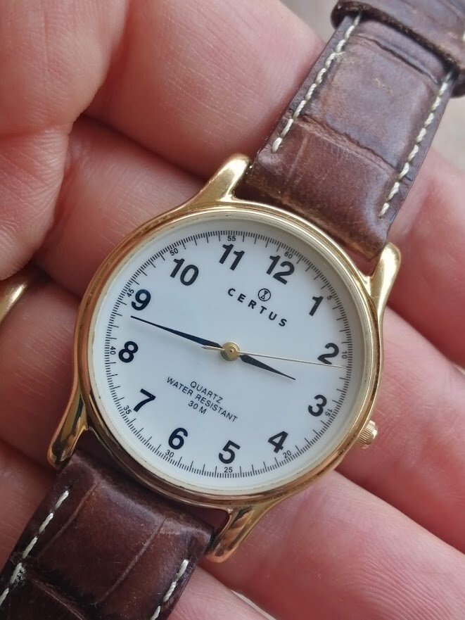 MONTRE HOMME VINTAGE WATCH CERTUS MODE CLASSIQUE 1980's PLAQUE-OR