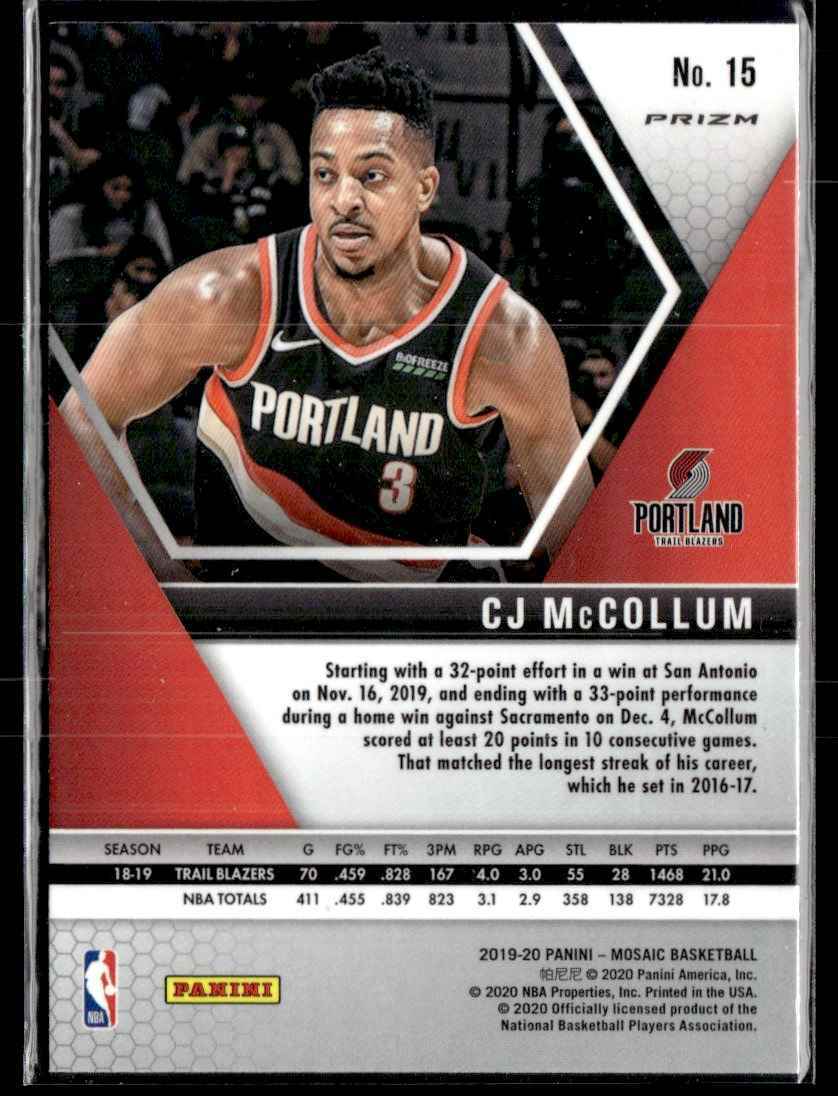 CJ McCollum 2019-20 Panini Mosaic Mosaic Blue Reactive #15