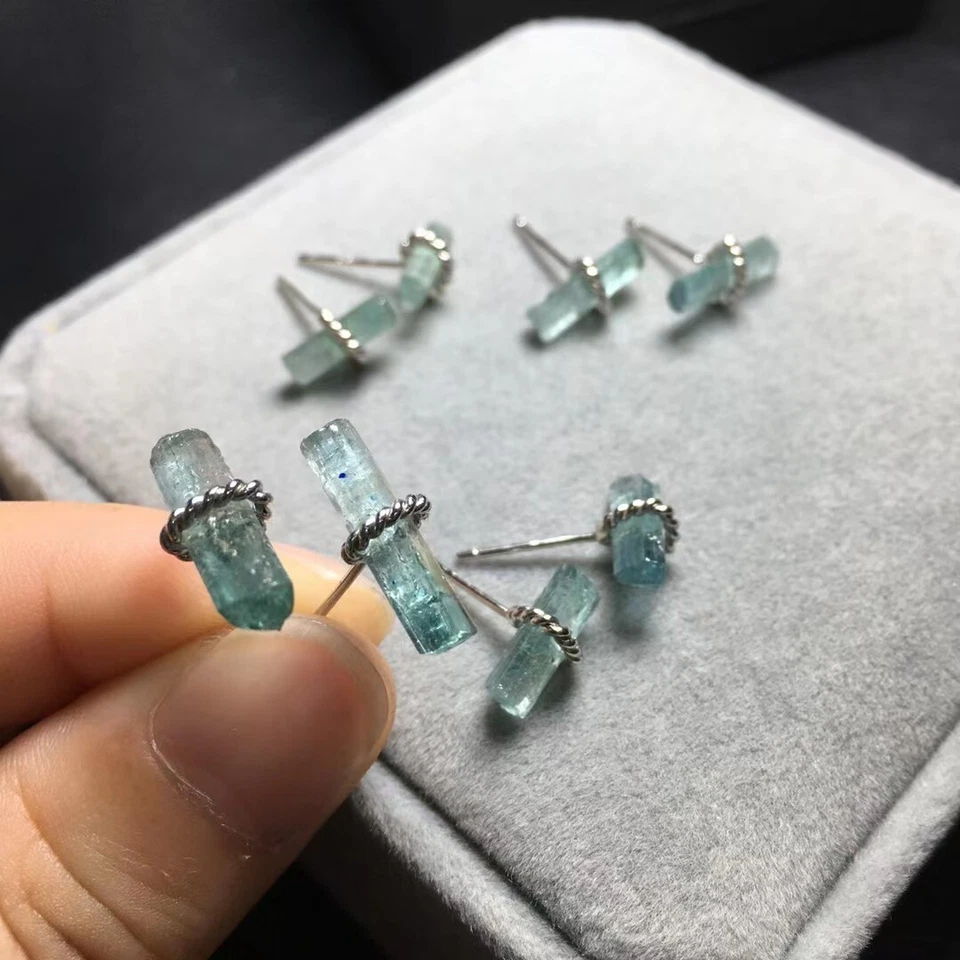 Parafusos pregos de turmalina azul-verde crua, tachas de turmalina azul áspera - Imagem 3 de 4