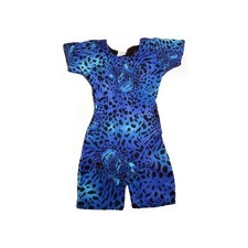 Moret Leotard Blue Leopard Print Biketard Size M Medium 7/8 Dance Gymnastics