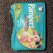 Vintage 2003 Pampers Baby Dry Sesame Street Size 3 - 40 CT Jumbo Diapers