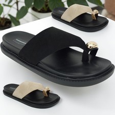 womens toe loop ring slip on toe post sandals footbed thong summer beach size