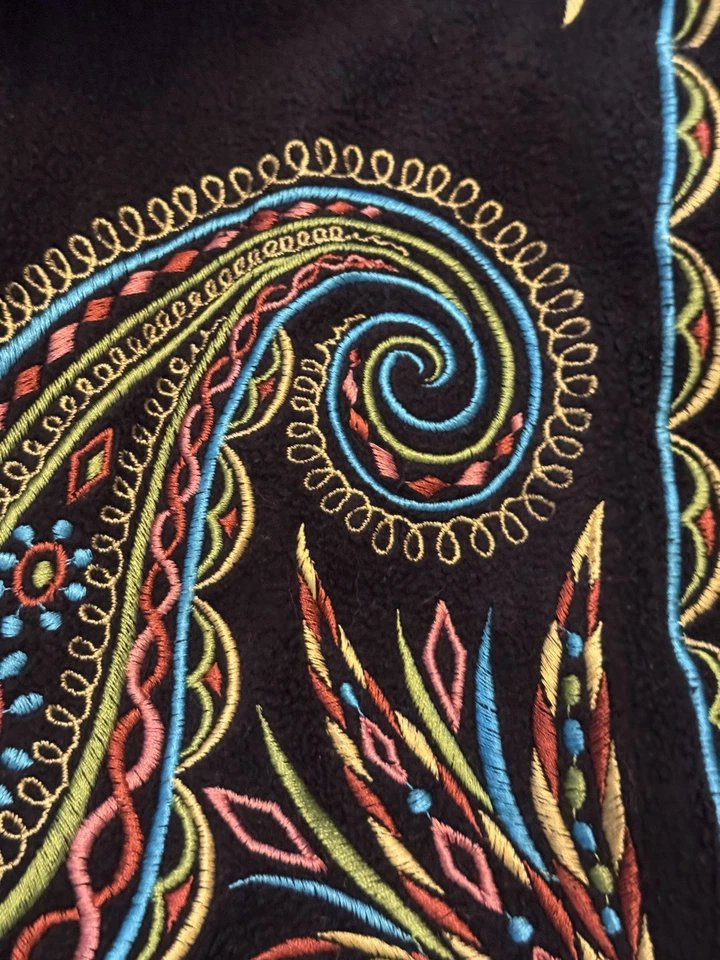 Bob Mackie Wearable Art Vtg Embroidered Faux Fur Collar Zip Vest Women’s Large - Image 4 of 4