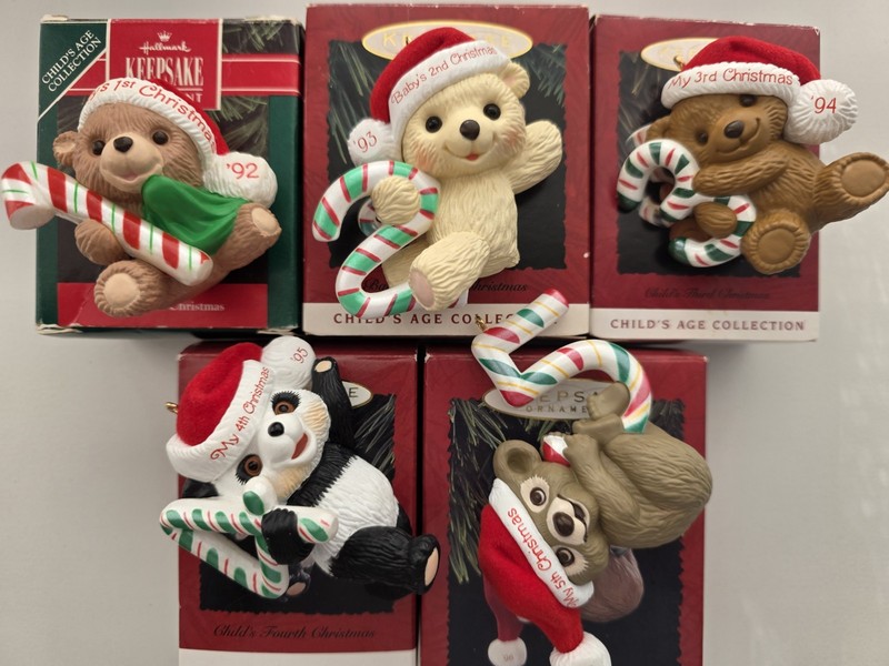 HALLMARK CHILD'S AGE COLLECTION BABY'S 1ST CHRISTMAS THROUGH 5TH  1992-1996