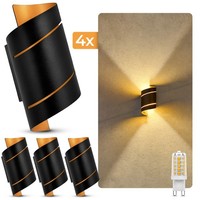 4X Wandleuchte Vyra Schwarz Up Down Mit Led G9 3W Warmweiß Lampe Wandstrahler