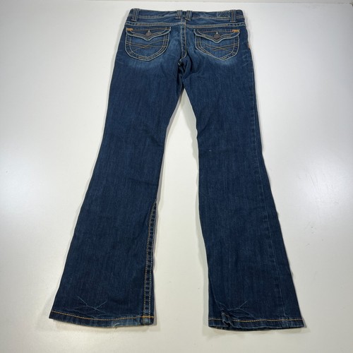 Pantalones de mezclilla ajustados acampanados Aeropostale Hailey para mujer 11/12 largos azules tiro bajo Y2K - Imagen 5 de 11