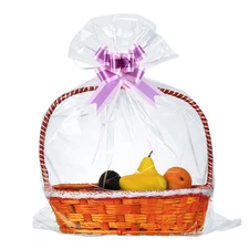 50 Packs Large Cellophane Bags 24" x 30" Clear Cellophane Gift Basket Wraps E...
