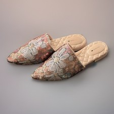 Birdies The Dove Pink Petal Sequin Slippers Mules Shoes Flats Floral Size 8.5