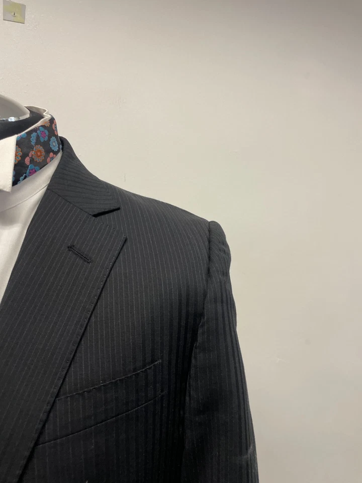 TRAJE JAEGER 2 PIEZAS EN LANA PURA A RAYAS NEGRAS 40R TRS W34 L33 EC (0616) Foto 2 de 4