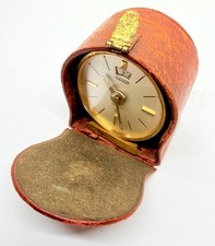 Jaeger (LeCoultre) vergoldeter 8 Tage Schreibtisch Reisewecker Ledergeh&auml;use f...