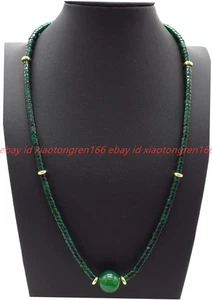 Nouvelle mode naturelle 2x4mm Green Jade Gemme Rondelle Perles Collier 16-36in