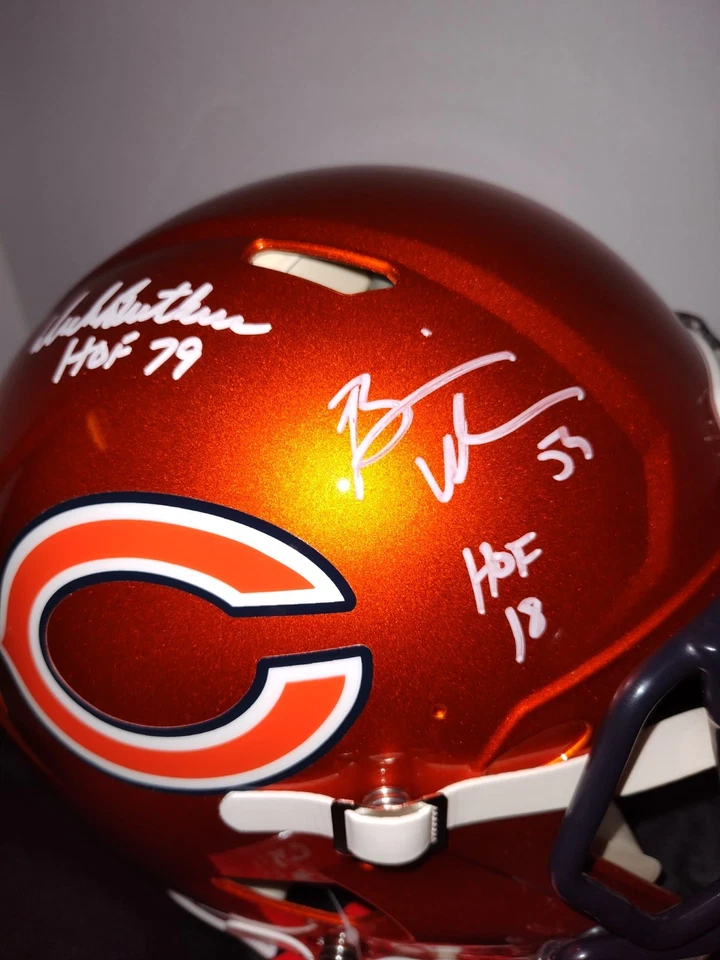 Casco Beckett Dick Butkus Mike Singletary Urlacher firmado por la corte Chicago Bears Foto 2 de 4