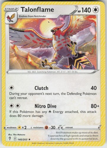 Talonflame 140/203 Rare Evolving Skies Near Mint
