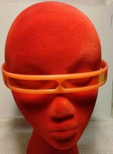 Vintage Taiwan Futuristic Cyclops Visor Glasses Orange Shield Sunglasses Costume