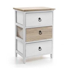 CASSETTIERA IN LEGNO CON 3 CASSETTI COLORE BIANCO E NATURALE 40 X 29 X 58 CM