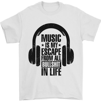 La Musique Est Mon Évasion De La Vie B/S T-Shirt Pour Hommes 100% Coton - Photo 1/4