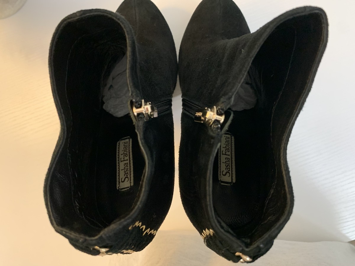 Sasha Fabiani Black Suede Platform Gold Stiletto Booties Sasha Fabiani Black Suede Platform Gold Stiletto Booties