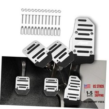 3PCS Non-Slip Car Pedal Covers, Premium Aluminum Alloy Pedal Pads Silver