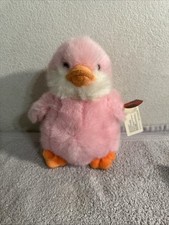 Vintage Russ Berrie Waddles Pastel Pink Duck Stuffed Animal Duckling Plush 9
