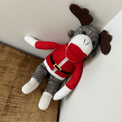 Galerie Santa Sock Monkey 10'' Plush Toy Christmas Holiday Festive Reindeer