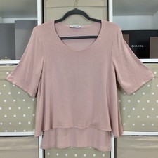 Kettlewell Layered Top Small Pink Double Layer Short Sleeve Scoop Neck Stretch