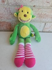 Aurora Soo Silly Mood Monkey Plush Stuffed Animal Green Yellow Pink Striped Sock