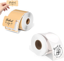 2 Inch White Round Label Stickers Roll with Brown Thermal Labels Printer Set
